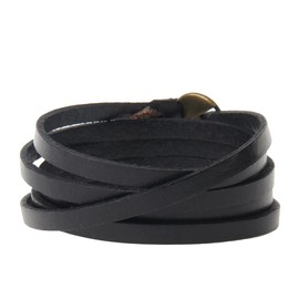 GelConnie Leather Bracelet Adjustable Multi Layer Wrap Bracelets Punk Leather Wristbands for Men, Women LPB318-Black