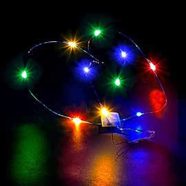 ZPH Paquete de 4 luces de hadas de colores brillantes, luces de cuerda impermeables a pilas de 1 m con 10 LED, luces de alambre plateado mini luciérnaga para centros de mesa de boda, manualidades de