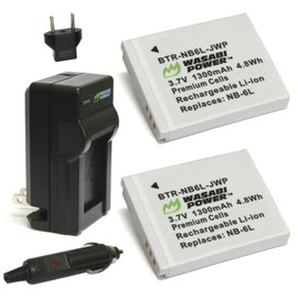 Wasabi Power CAS NP-6L Battery (2-Pack) and Charger Kit for Generic FHD 1080P 44MP Digital Camera. Compatible with Aasonida, CAMKORY, GREYKA, HOORUAN, IWEUKJLO, lamphle, Lecran, Nsoela, and More