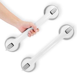 Grab Bars for Bathtubs and Showers, 2025 Updated 2 Pack Shower Handle 16 in Heavy Duty Suction Cup for Shower, Bathroom Safety Bar for Elderly Gray