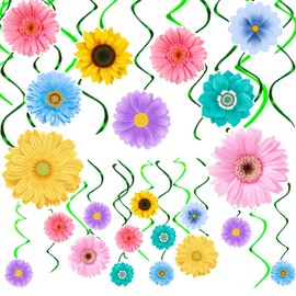 48PCS Autumm Sunflower Birthday Party Decorations, Hanging Swirl Sunflower Baby Shower Decorations, Sunflower Party Decorations Themed Party for Classroom Home Office Bedroom Wedding, Hanging Swirls