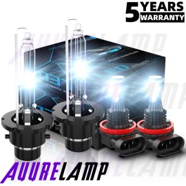 AuureLamp For Infiniti G37 2008-2013 6000K LED/HID Headlight High Low+Fog Light Bulbs Kit
