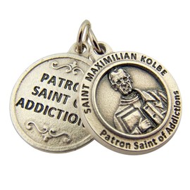 Silver Toned Base Catholic Patron Saint Medal Pendant, 3/4 Inch, Silver