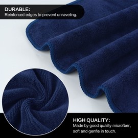 SINLAND Microfiber Facial Cloths Fast Drying Washcloth 12inch x 12inch (Pack of 2, Navy Blue)
