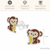 Monkimau Monkey Stud Earrings Made of 925 Silver Jewellery Silver