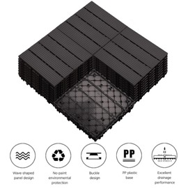36 PCS 12x12 Interlocking Deck Tiles - All-Weather Waterproof Outdoor Pavers for Pool Decks, Balconies, Backyards & Porches, Coffee