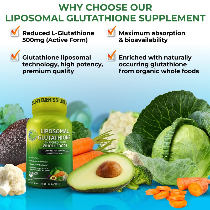 SUPPLEMENTS STUDIO SUPPLEMENTS STUDIO Liposomal Glutathione 500mg Supplement - Bundle
