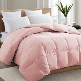 TEXARTIST King Pink Comforter,All Season Quilted Down Alternative Duvet Insert with Corner Tabs, Breathable Bed Comforter, Summer Warm, Pink (90"x102")