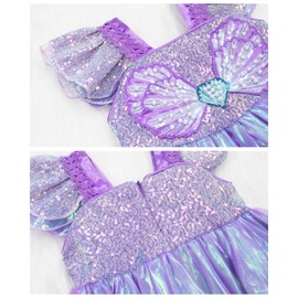 VORLITS Little Girls Mermaid Costume Dress for Girls Princess Costume Dressed Up Party with Accessories