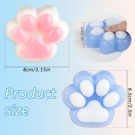 Cat Claw Squeeze, Soft Cat Claw Toy, Fluffy Cat Claw Soft Stress Relief Toy, Handmade Taba Soft Large Cat Claw Silicone Squeeze Toy, Cat Sticky Feet, Taba Soft Cat Sticky Claw（2 Pack）