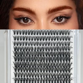 DIY Eyelash Extension Kit 320PCS D Curl 40D Volume Lash Clusters, Mixed Lengths 8-16mm, Faux Mink Lashes, Thin Band Individual Lashes, Natural Eyelash Clusters for Beginners, Easy Application