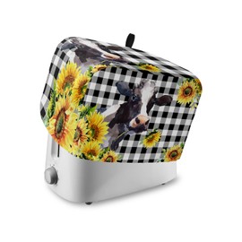 Toaster Cover 2 Slice Yellow Sunflower Cow Bread Toaster Oven Cover with Pockets Buffalo Check Black White Bakeware Protector Small Kitchen Appliance Dust Covers Fingerprint Protection Gift