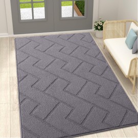 OLANLY Indoor Door Mat, 59x35, Dirt Resistant and Absorbent, Sturdy Non-Slip Rubber Backing, Easy to Clean, Washable Entry Mat, Ideal Low-Profile Floor Mat for Front Back Door and Entryway, Grey