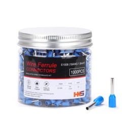 HKS 1000PCS Wire Ferrule Connectors - AWG 18-1.0mm² Copper Barrel Pin Cord Ends Insulated Ferrules Terminals - E1008 Blue