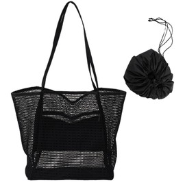 maisondeunmaillot Mesh Bag, Spa Bag, 7.5 gal (22 L), Tote Bag, Washable, Lightweight, Nylon Bag, Pool, Sauna, Eco Bag, Black