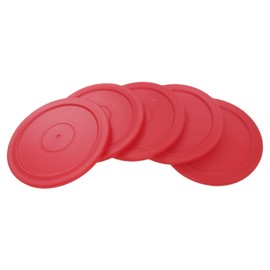 Air Hockey Pucks - 2.5-Inch (63mm) Replacement Pucks for Small and Standard Tables, Lightweight ABS 3mm Thick, 0.25oz (7g), Set of 5, Red