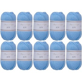 Utopia Crafts JOY Plain Knitting and Crochet Yarn, Soft, Easy Care, 100% Polyacrylic, 10 x 50 g Ball, 150 m (Baby Blue)