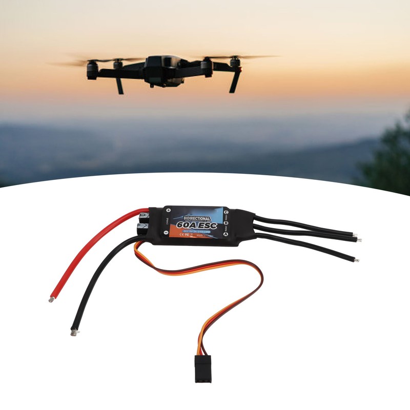 Black 60A Bidirectional Brushless ESC Rapid Response Brushless Electric Speed