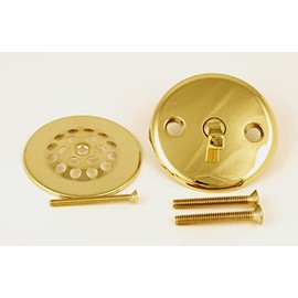 3-1/8" Trip Lever Tub Trim Only Set with 2-Hole Overflow Faceplate, Polish Brass Finish - by PlumbUSA