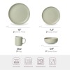 12-Piece Green-Stone Microwave & Dishwasher Safe Stoneware Dinnerware Set Non-Toxic