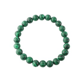 Anagha Jewels Natural Malachite Gemstone Handmade 8mm Round Beaded Stretch Bracelet 7.5" Unisex, Energy Power Crystal Chakra Reiki Healing Elastic Bracelet, April Birthmonth Bracelet