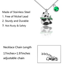FUSTMW Panda Pendant Necklace Cute Panda Gifts for Panda Lovers Jewelry Panda Birthstone Necklace Panda Inspirational Gifts, Small, Stainless Steel, No Gemstone
