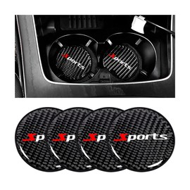 BESULEN Car Cup Holder Coaster, 4 PCS Carbon Fiber Non-Slip Embedded Coasters, Universal 2.75 Inch Cup Holder Insert Coaster Pad, Sports Racing Durable Drink Mat, Car Interior Accessories (Black)