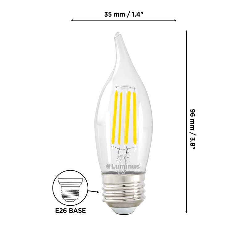 Luminus 4.5W LED 500 Lumens B10 E26 Dimmable Filament FL