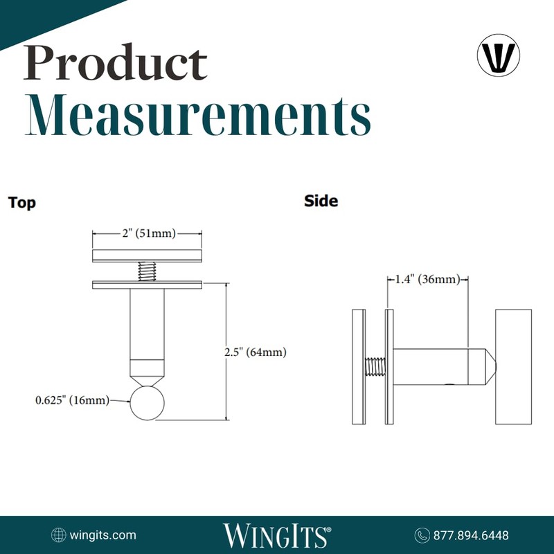 WingIts Modern Elegance Single Robe Hook Glass