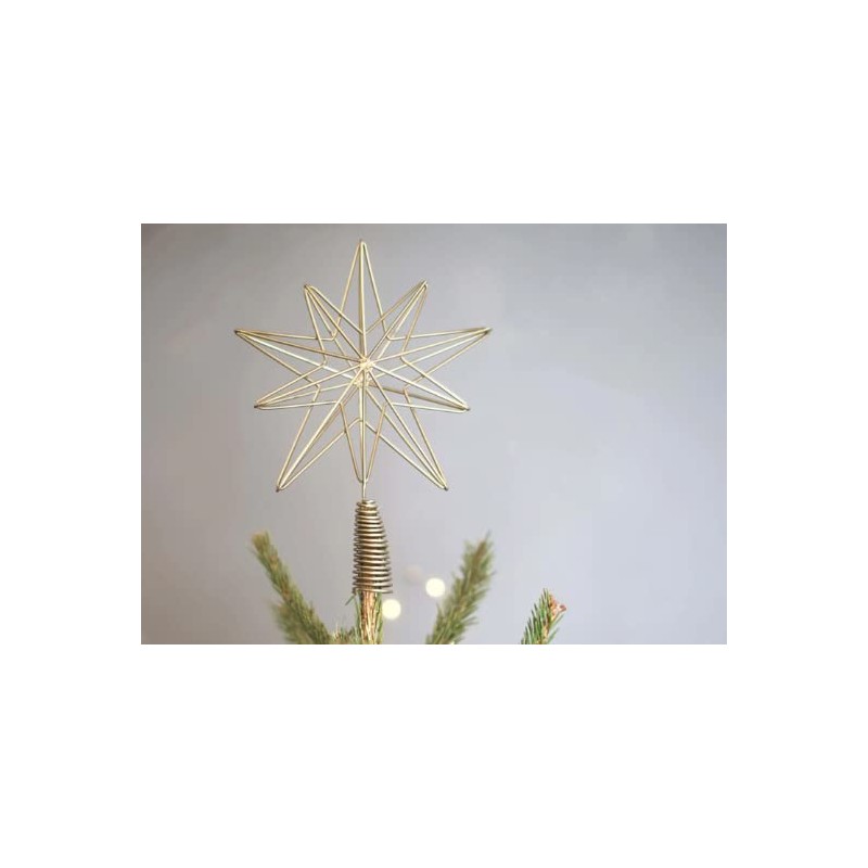 Xmas Star Tree Topper Brass Gold Wire / 16 inch