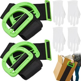 2 Pack Adjustable Lifting Moving Straps with 2 Pair Non-Slip Gloves, Moving Belt for Furniture and Multifunctional Strap Belt with Durable Handles for Furniture Boxes Mattress Construction Materials