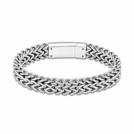 shajwo Cremation Jewelry Urn Bracelet for Human Ashes for Women Men Memorial Keepsake Double Franco Link Bracelet,Silver 20cm