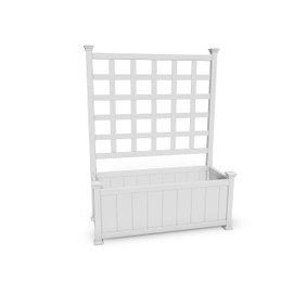 Huron 36"W x 15"L Vinyl Planter with Trellis