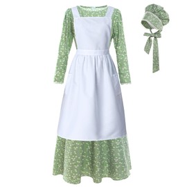 NSPSTT Prairie Dress Women Pioneer Dress Colonial Costume Women Amish Old Fashioned Floral Dresses