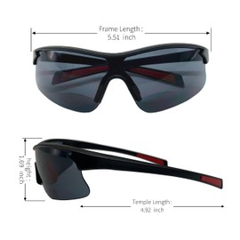 POLARS DESIGN Bifocal TR90 frame One piece Shield Sport Sunglasses for Men and Women -Sun Readers 1.5