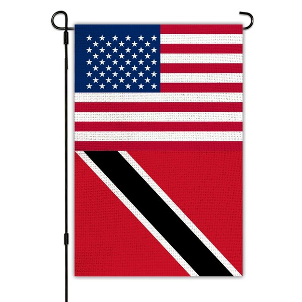 Trinidad and Tobago USA Friendship Garden Flag12x18 in Burlap Outdoor