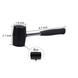 Aacehlh 8oz Rubber Mallet Hammer for Flooring, Tent Stakes, Woodworking, Camping, Soft Blow Tasks without Damage (8 oz)