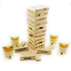 Bambelaa! Drinking game party game wobble tower drunken tower including four drinking glasses approx. 4cl.