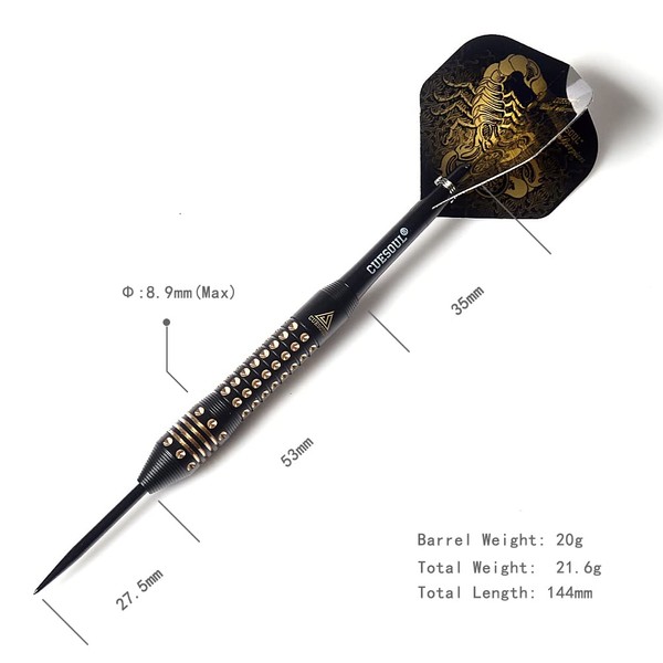 CUESOUL Black Scorpion Deluxe Steel Tip Dart Set, 20g F2001-L