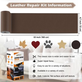 Xroam Leather Repair Tape, 4.7x63 inch Leather Patches for Furniture, Self Adhesive Leather Repair Patch for Sofas, Kitchen Cabinets, Car Seats, Office Chairs, Vinyl Repair Tape Dark Gray