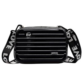 Smilbaley Mini Suitcase Bag for Women, Mini Suitcase Bag Shoulder Bag Ladies, PVC Mini Suitcase Handbag, Mini Suitcase Bag, PVC Hard Shell, Fashionable Design, Makeup Bag, black