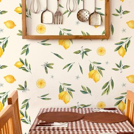 ibasenice 2 Sheets Fruit Decorative Wallpaper Fruit Wallpaper Kids Room Spring Window Lemon Wall Decal Flower Wallpaper Fruit Wall Decal Lemons PVC Household Wall Stickers Child