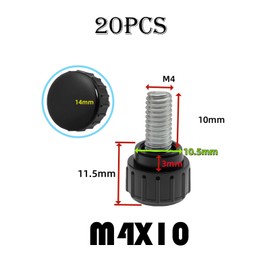 20 Pcs Threaded Knurled Thumbscrew M4 x 10mm, Monitor Screws Mount Screws Carbon Steel Clamping Knobs Grip Thumb Screw Mounting Thumb Screw