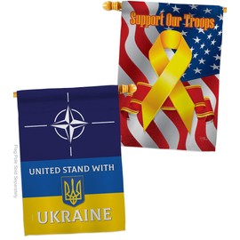 Ukraine Flag NATO Stand with Ukraine House Flag Pack Support Cause Ukrainian Our Troops Decoration Banner Small Garden Yard Gift Double-Sided, Made in USA