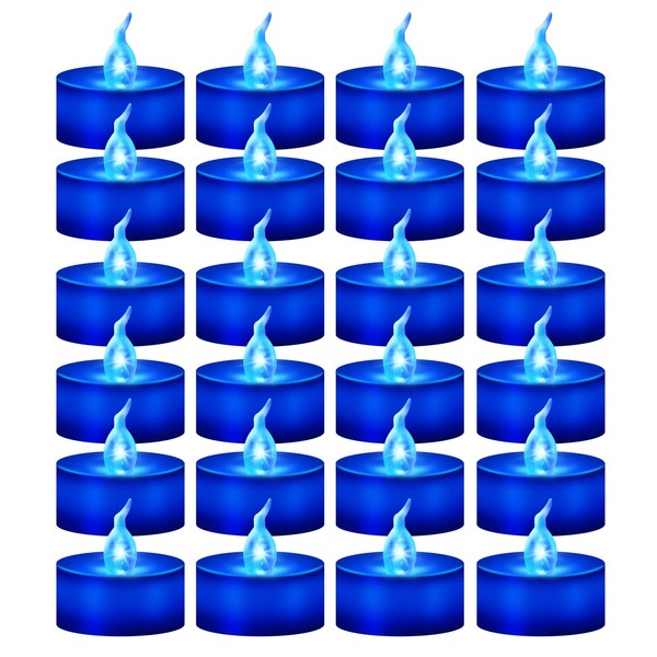 Windshell 24 PCS Real Blue Flickering Flame Tea Lights (Blue