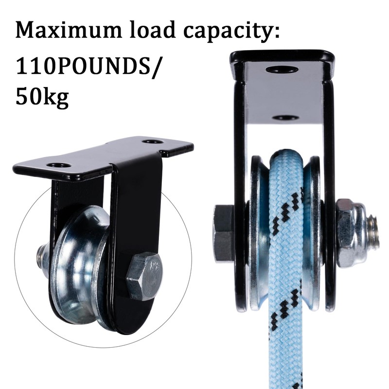 SHINIYUKI Black Pulley Wheel, Small Wall Mount Cable Pulley System