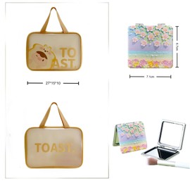 BBMMAYB Travel Toiletry Bag Set,Transparent Toiletry Storage Bag for Women,Portable Makeup Bag with Mirror(Yellow)