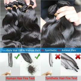 Body Wave Bundles Human Hair 12A Human Hair Bundles 18 Inch Quick Weave Bundles Human Hair 100% Brazilian Bundels Human Hair Real Hair Extensions Natural Black Wavy Bundels Human Hair for Women