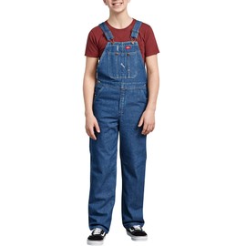 Dickies Kids' Denim Bib Overalls, 8-20, STONEWASHED INDIGO BLUE, L RG