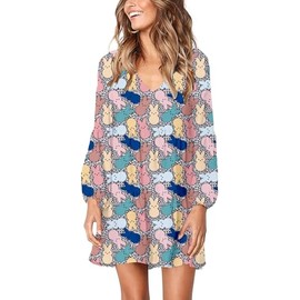 Women's Bell Sleeve V Neck Cute Style Holiday Rabbit Party Bunny Dress CUYB L